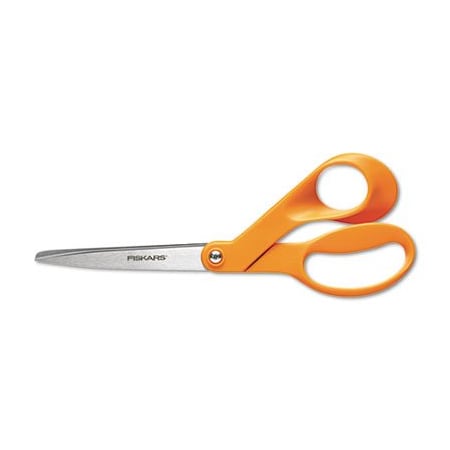 Fiskars Home And Office Scissors, 8in Long, 3.5in Cut Length, Orange Offset Handle 1945101052